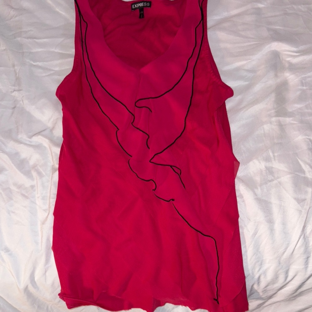 Express Women's Fuchsia Tank Top with Black Accents